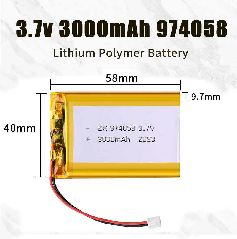 Фото 974058 3000 мАч Lipo аккумулятор 3,7 В литий-полимерный аккумулятор 10 шт. PH2P для массажного счетчика GPS-навигатора Аэромоделяционные перчатки №2