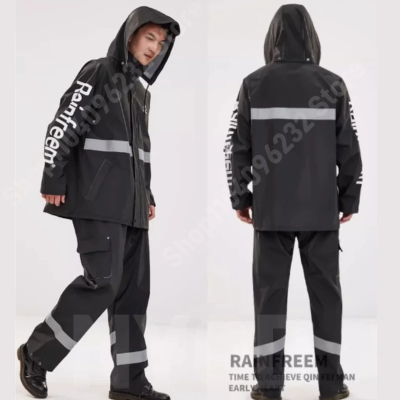 Фото Motorcycle Riding Raincoat Suit Plush Style Raincoat Rainpants Rainstorm Proof Suit Outdoor Fishing Long Full-length Raincoat №4
