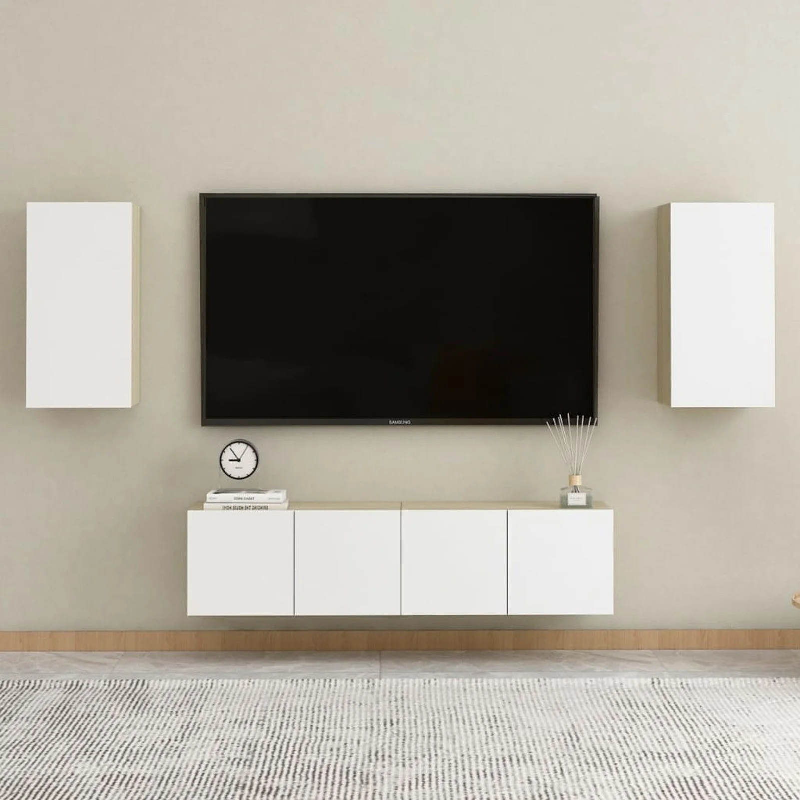 

TV Cabinets 2 pcs White and Sonoma Oak 12"x11.8"x23.6" Chipboard