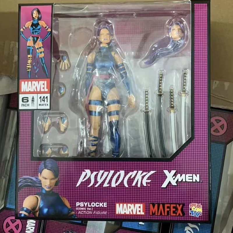 В наличии 1/12 6-дюймовый Marvel Mafex No.141 Psylocke Comic Ver оригинальные аниме-фигурки модель