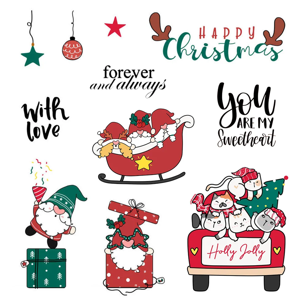 

AZSG Christmas Clear Stamps and cutting die DIY Scrapbooking/Card Making/Album Decorative Silicone Seals Crafts rubber stamp