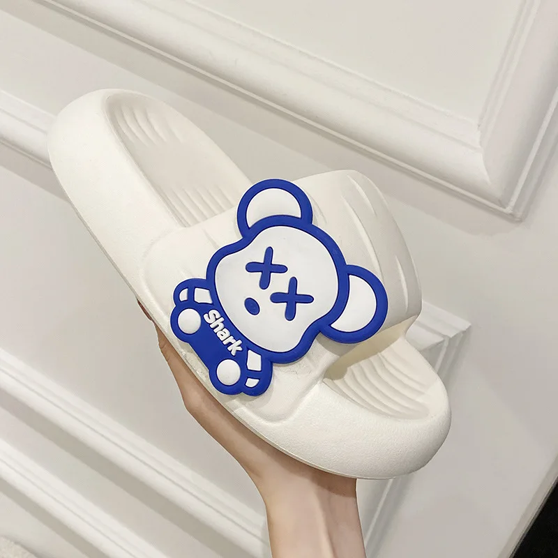 Shevalues Soft Thick Bottom Slippers Women Summer Indoor Cartoon Non-slip Slippers Men Home Bath Slides Outdoor Fashion Sandals