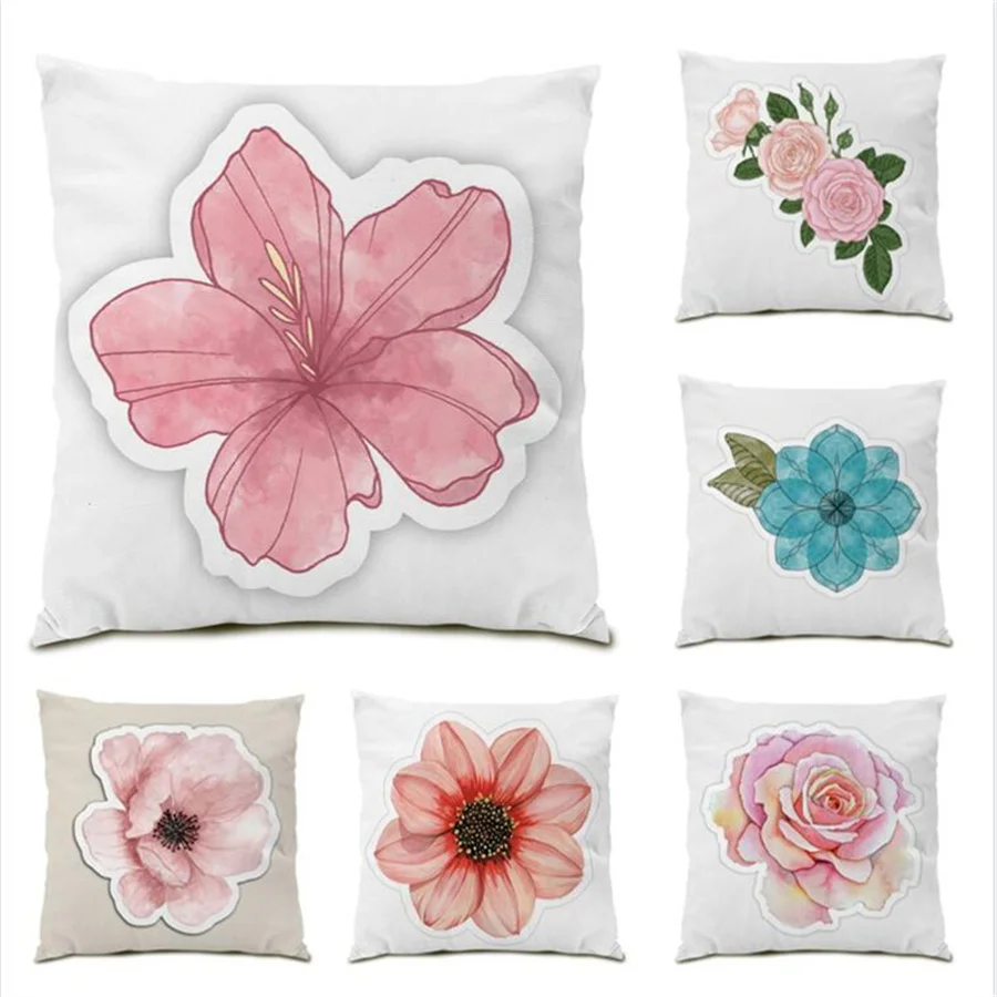

Polyester Linen Cushion Cover Sofa Decorative Leaf Floral Series Velvet Ornamental Throw Pillow for Living Room Pillowcase E0059