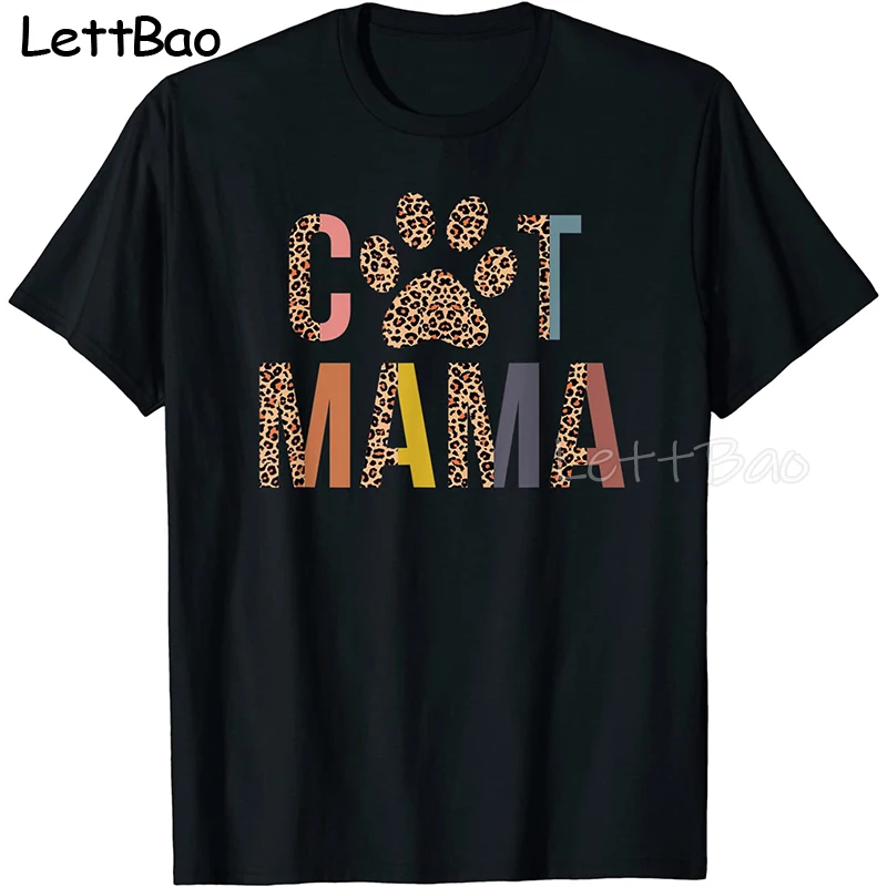 

Мужская футболка с коротким рукавом и принтом кошки мамы, с леопардовым принтом