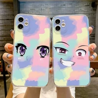 rainbow eyes phone case transparent for iphone 13 12 11 pro max mini x xr xs 7 8 6s plus phone full coverage covers