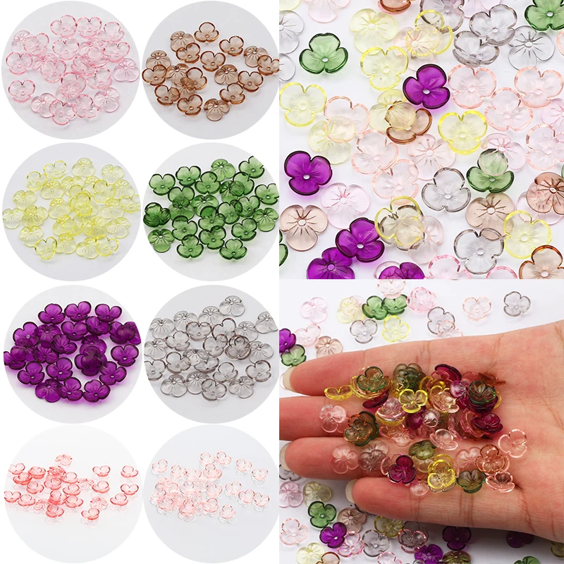 

Прозрачные цветные Цветочные бусины 200 шт. 10 мм, акриловые бусины россыпью для изготовления ювелирных изделий «сделай сам», браслетов, ожере...