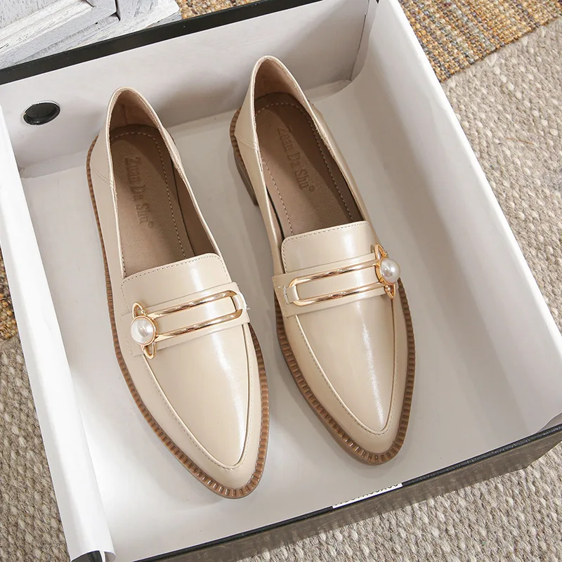 Retro Fashion Elegant Women Loafers Shoes Genuine Leather Shoes Korean Female Flats Driving Shoes Plus Size 42 Zapatos Mujer