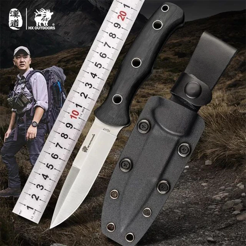 

Hando Crocodile 7CR17 blade Outdoor camping hunting straight knife wilderness survival travel knife hiking outdoor portable tool