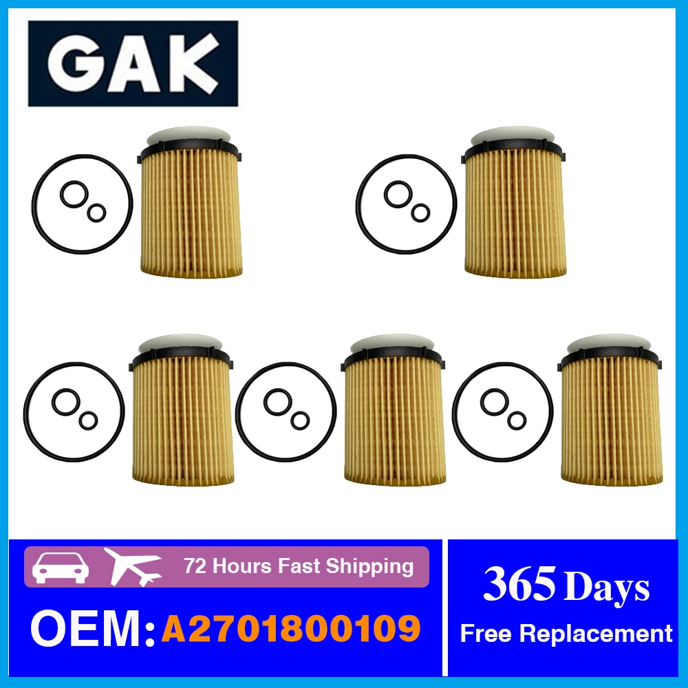 Масляный фильтр двигателя GAK для CLA250 двигатель I4 2.0L 270,920 2701800109 2701800009 2701840125 2701800109 2701800009 5 упаковок
