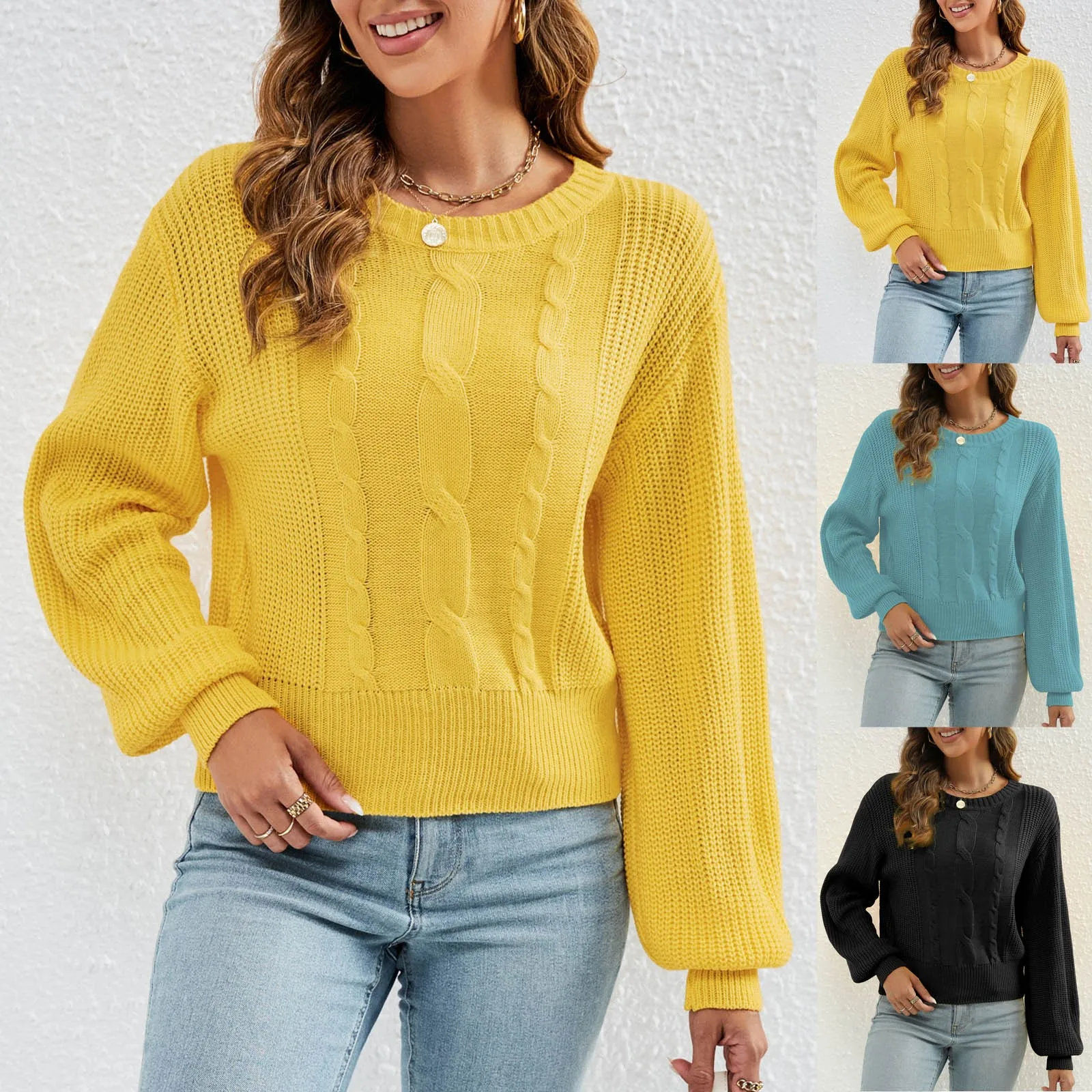 

Длинные Топы с рукавами, Женский пуловер, вязаный зимний свитер, свитер, укороченный свободный свитер, женский свитер с воротником