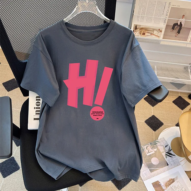 

2023 Summer Casual T-shirt Korean girls o collar Top Floral applique white Black T-shirt Roupas Femininas