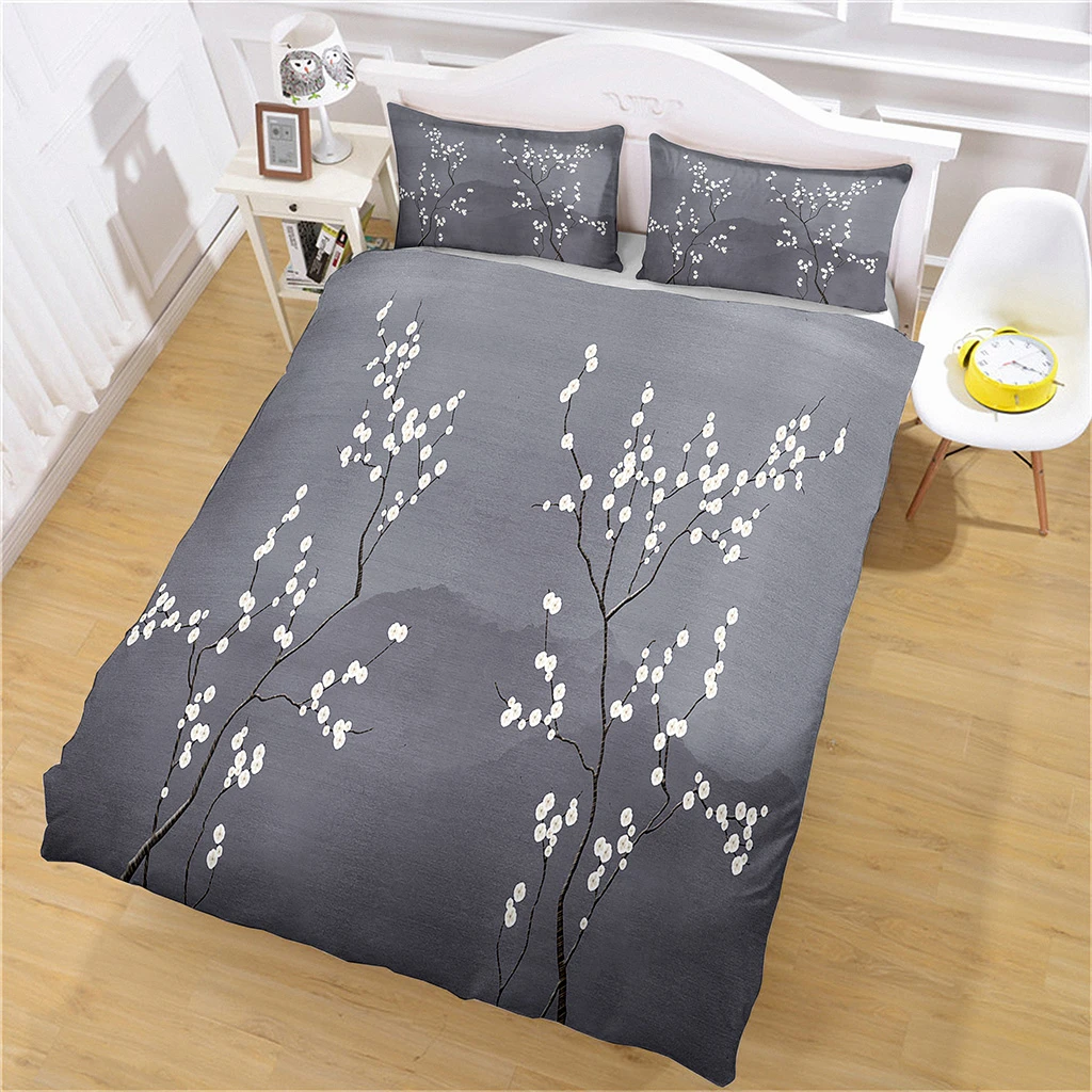 

Серый цветок! Набор пододеяльников королевского размера с 3D дизайном, мягкие и искусственные наборы из микрофибры с застежкой-молнией, 2 под...