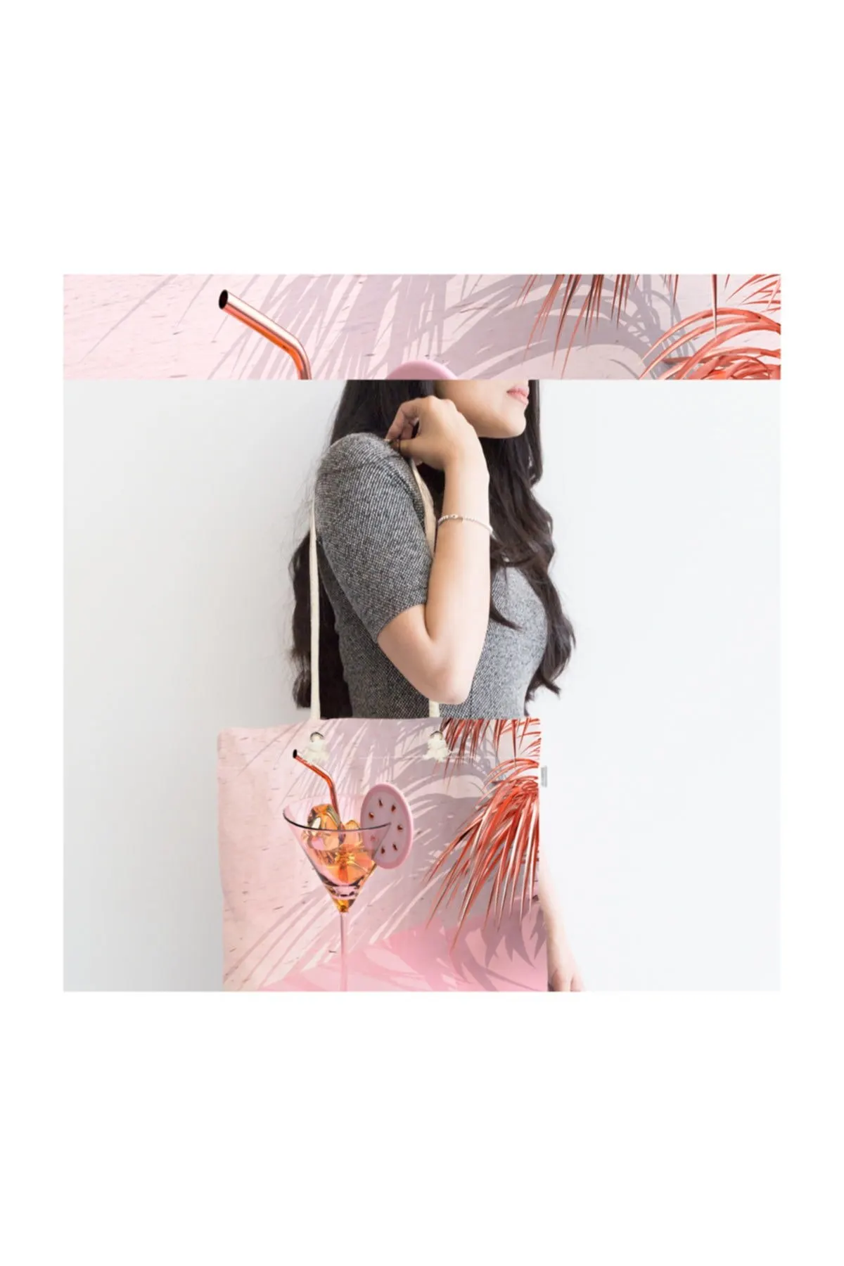 

Женская пляжная сумка из ткани с цифровой печатью, сумка-тоут на молнии с изображением ладони и Кубка, летние сумки для покупок