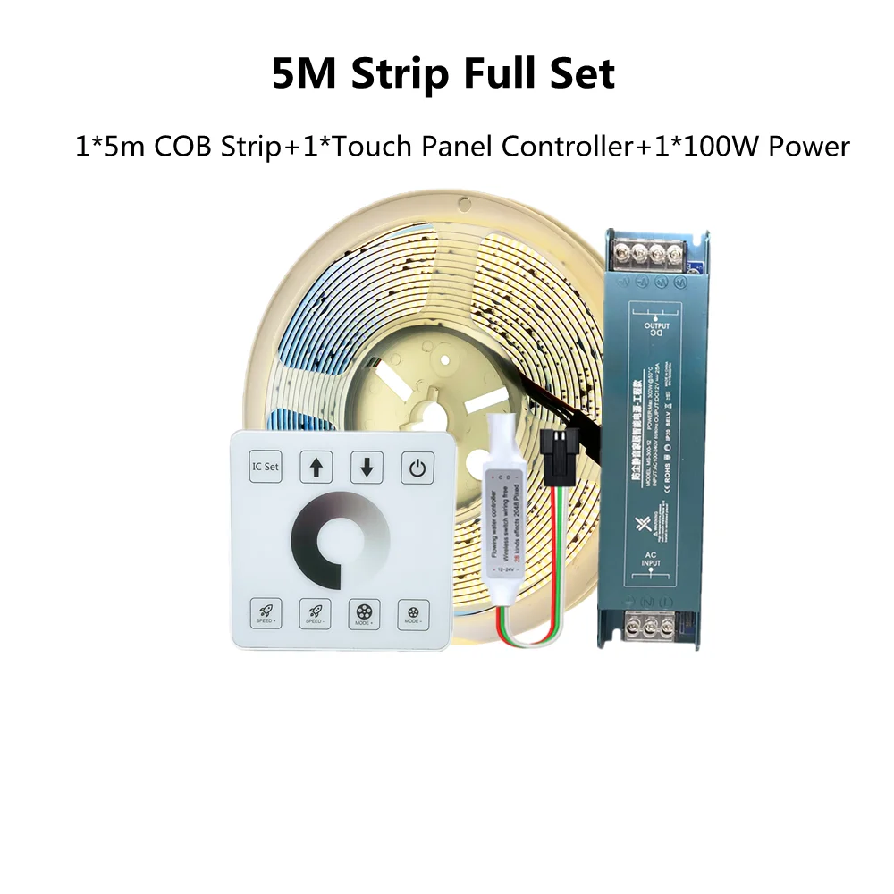 ASMTLED WS2811 COB бегущая вода светодиодная лента 24В холодный белый 360 светодиодов/м