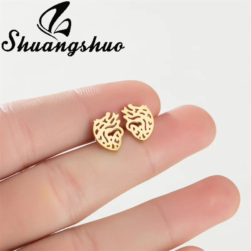 Новинка 2022 креативные серьги-гвоздики Shuangshuo в форме сердца органа серьги из