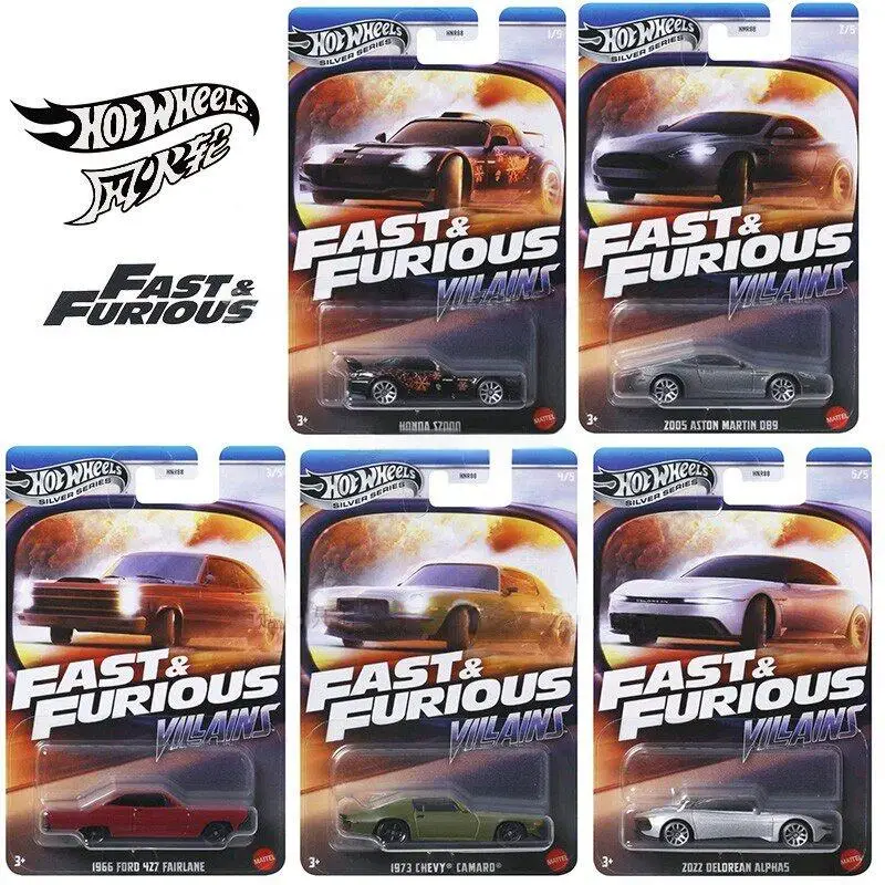 Фото Коллекционная модель автомобиля Hot Wheels Fast & Furious Silver Series: персонажи-злодеи, литая под давлением, масштаб 1:64, с графическим дизайном, подарок №2