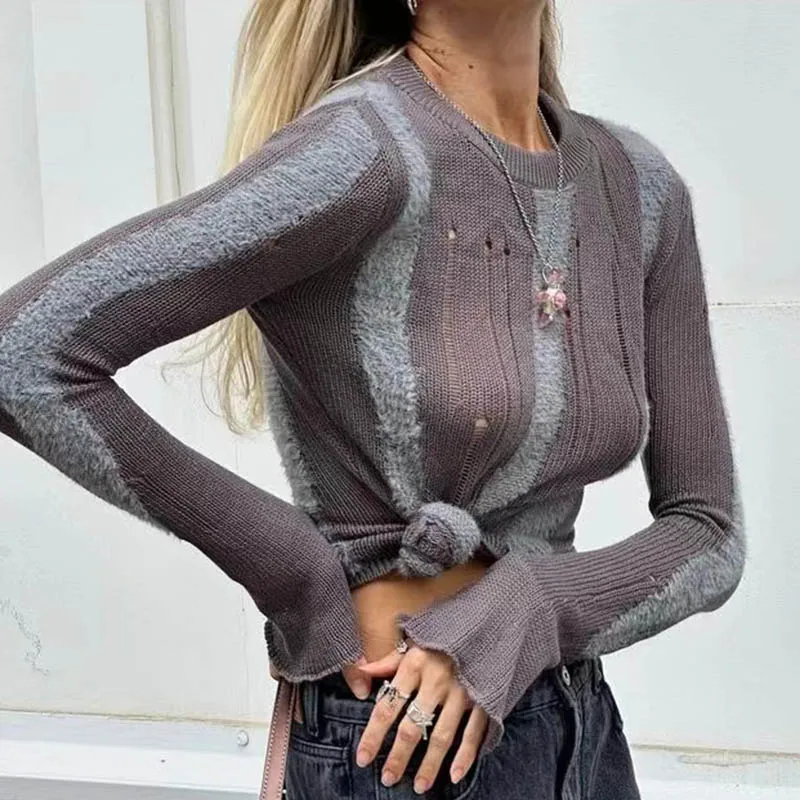 

C.New S Women Sweater Fashion Knitted Soft Stylish Chic Top Basic Pullover Women's Sweater Harajuku Popular Female Sweater