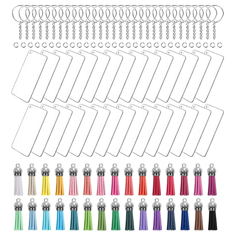 

DIY Crafts Multicolor Tassel Pendant Rectangular Acrylic Keychain