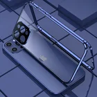 360 магнитный металлический чехол для iPhone 12 Mini 12 11 Pro XR X XS Max, двухсторонняя стеклянная крышка, Защитная пленка для объектива камеры