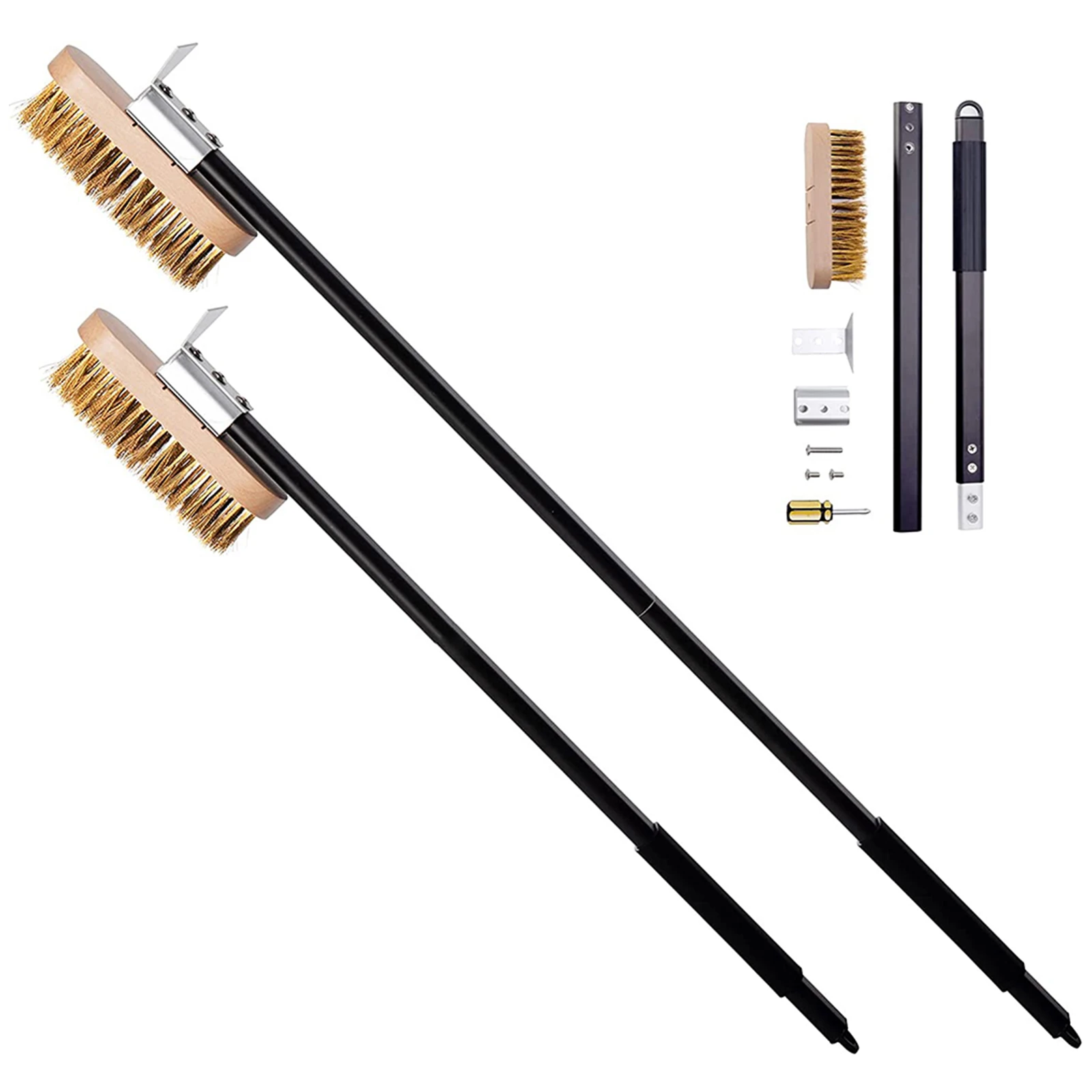 

Adjustable Length Pizza Oven Brush with Scraper Brass Bristles for Efficient Cleaning Perfect Accessory for Ovens or Grills