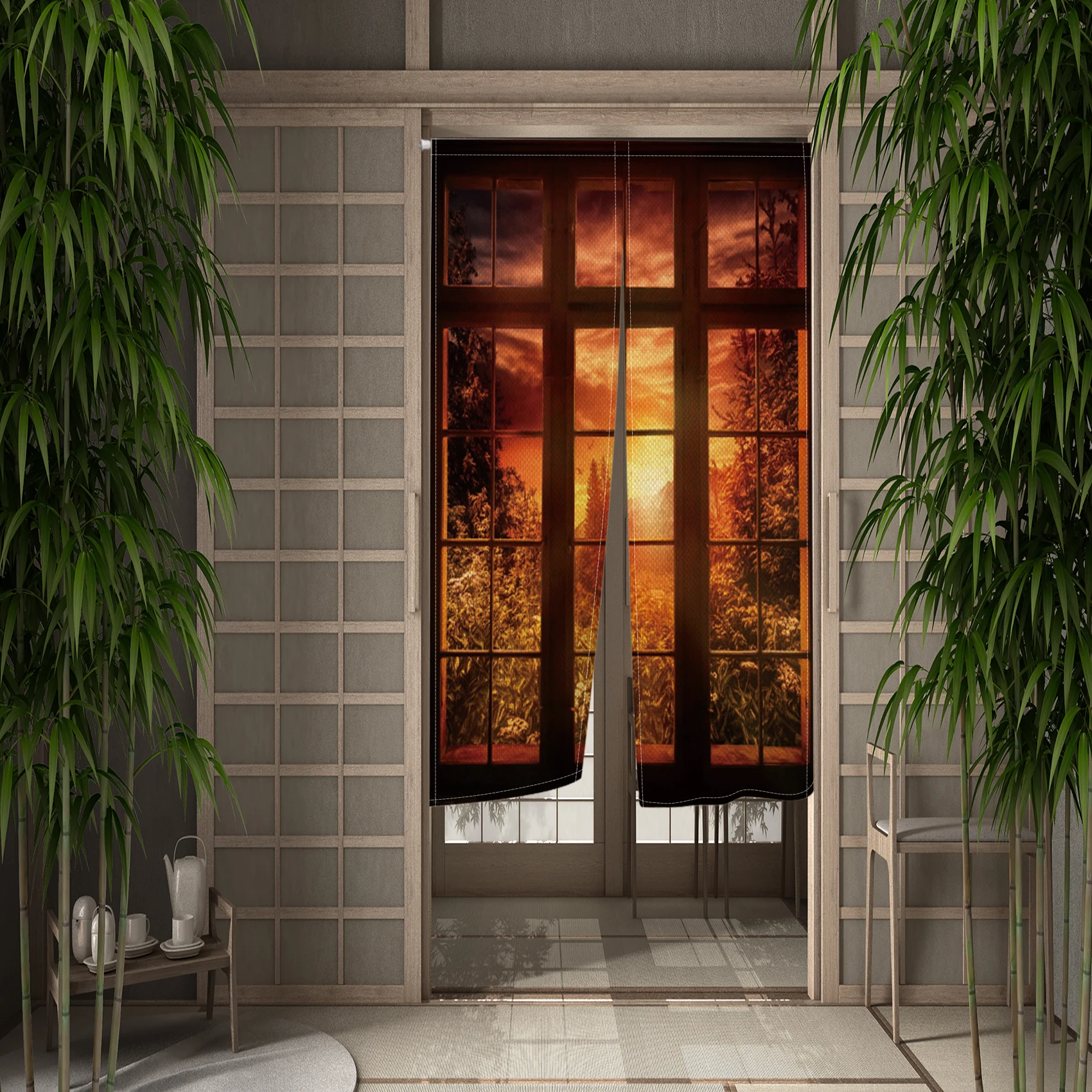 Кирпичная стена деревянная панель японская дверная занавеска Noren деревенская