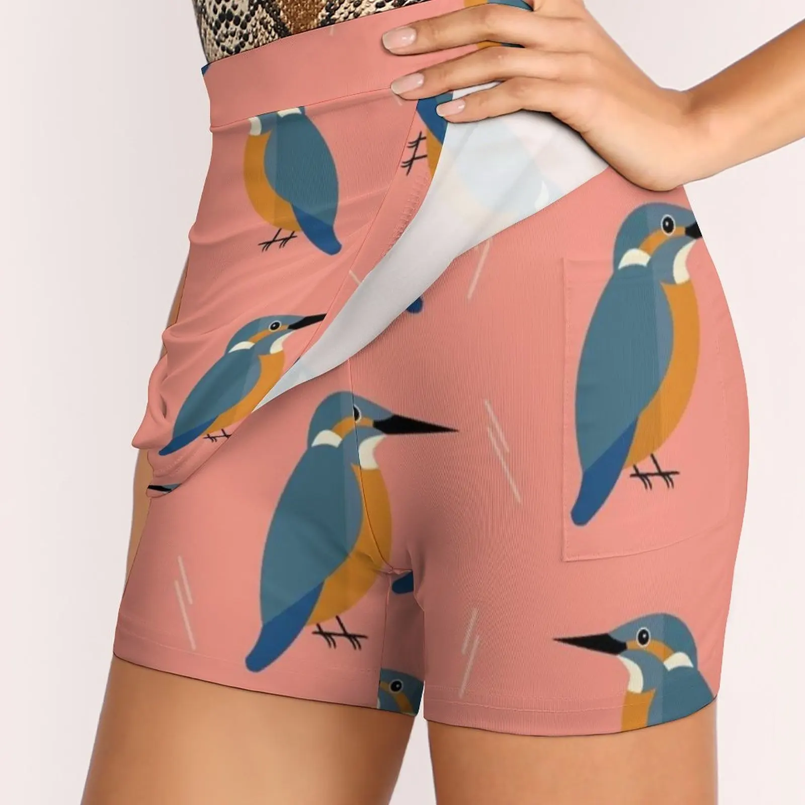 Kingfishers Everywhere Женская юбка Спортивная юбка-юбка с карманом Модная в корейском