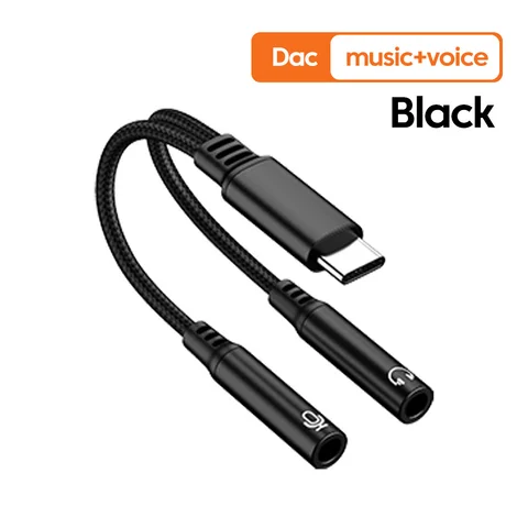 Аудиоадаптер для наушников типа C 3,5 AUX USB C на двойной разъем 3,5 мм, кабель ЦАП, чип Hi-Fi, звук для iPhone 15 16 Samsung
