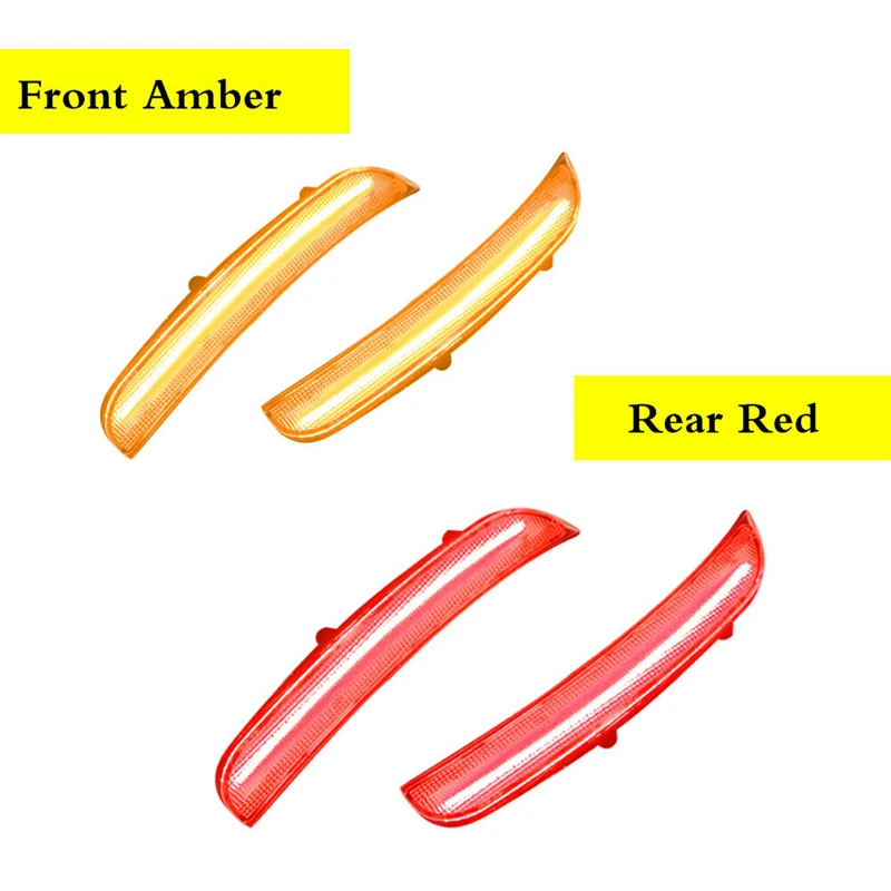 

Front Rear LED Side Marker Lights For 2015-2022 Dodge Charger Smoked Lens Strobe Lamps Amber Red Car Light