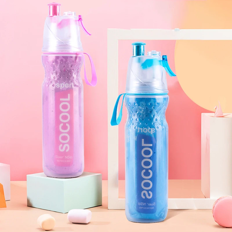 500ml Sports Spray Water Bottle Portable Outdoor Double Wate