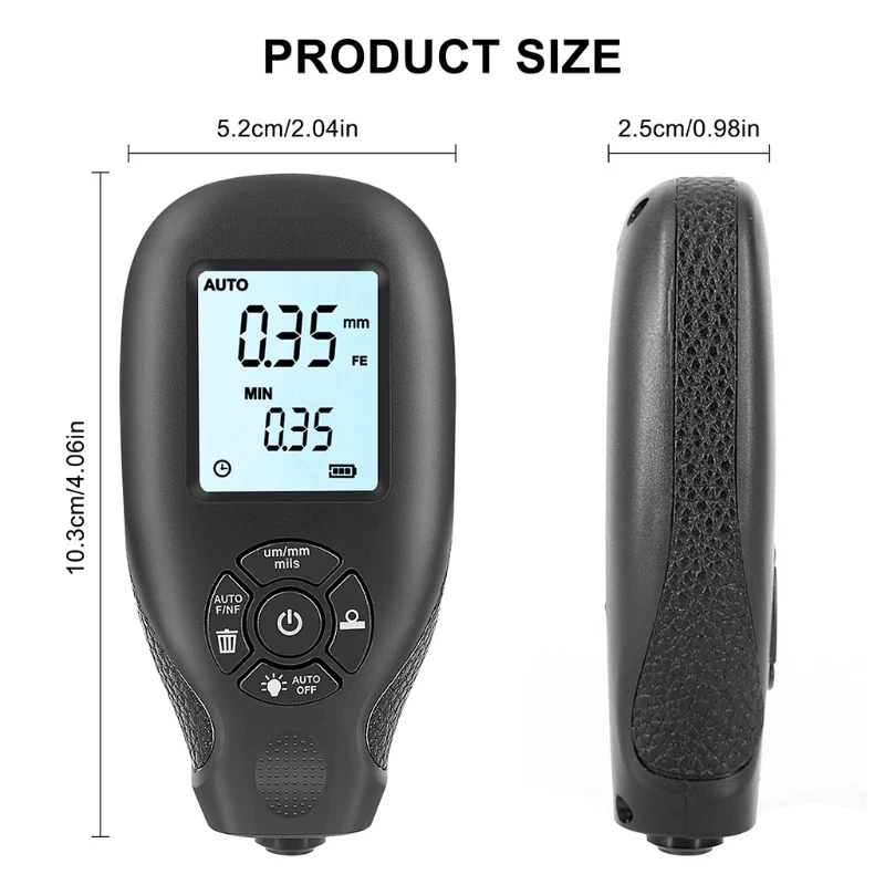 Цифровой датчик толщины покрытия толщиномер 0 01 мм 1 мил с подсветкой ЖК-дисплей