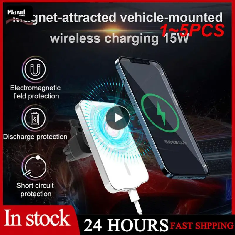 

1~5PCS Magnetic Wireless Car Charger Mount Adsorbable Phone For iPhone 14 13 12 Max adsorption Fast Wireless Charging Holder