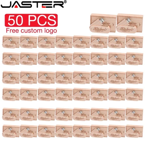 50 шт. в партии вращающийся деревянный флэш-накопитель USB 2.0 128 ГБ бесплатный индивидуальный логотип Pen Drive 64 ГБ карта памяти подарок 32 ГБ 16 ГБ U диск