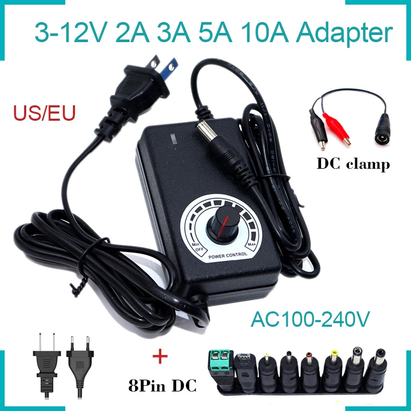 

Adapter 3V 5V 6V 9V 12V 2A 3A 5A 10A Universal Adjustable Power Volt Adapter For AC100-240V LED CCTV EU/US