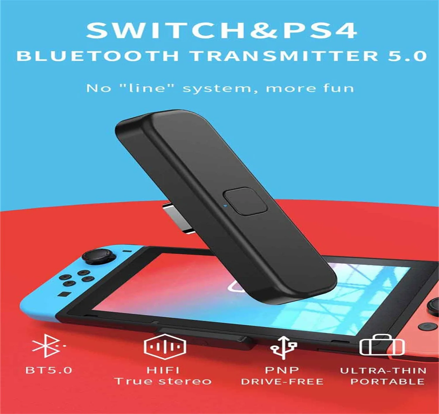 Обновленный Bluetooth-передатчик Type-c V5.0 с низкой задержкой и микрофоном для Nintendo-switch