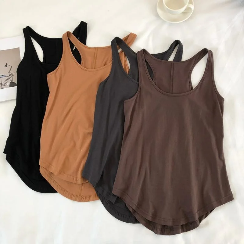 

Elegant I-shaped Vest Female Summer Fat Sister 300 Jin Loose Large Inside Sleeveless Solid Color T-shirt Suspender Tops Fashion