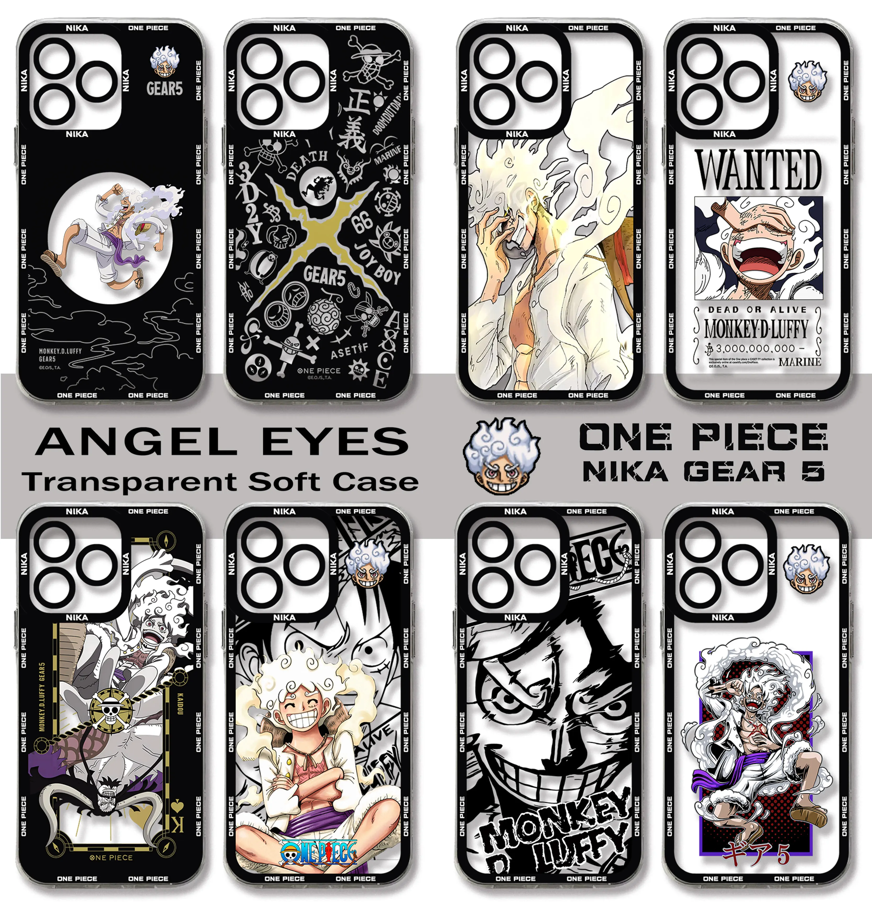 New Pieces Ones Luffys Gear 5 Clear Case For Samsung A73 A72 A71 A55 A52 A51 A50 A35 A33 A32 A31 A30 A24 A23 A22 A13 A12 A05 5G
