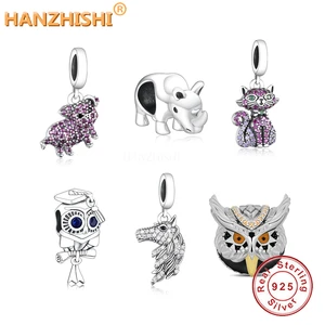 925 Sterling Silver Animal Series Dog Birds Cat Horse Charms Beads Fit Original Charms Brand Bracelets DIY Jewelry For Women