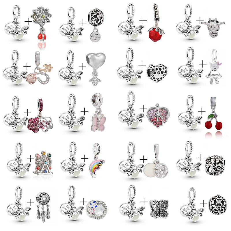 

2Pcs/Lot Romantic Gold Bees Charms Pendant fit Brand Bracelets Necklaces For Jewelry Making Women Jewelry Accessories Gifts