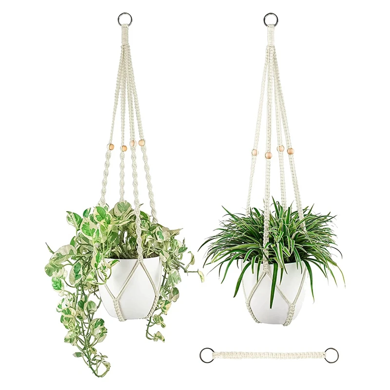 

Подвеска для растений из макраме набор для помещений, средние расширяющиеся вешалки для растений размером 35 дюймов, с подвесным держателем ...