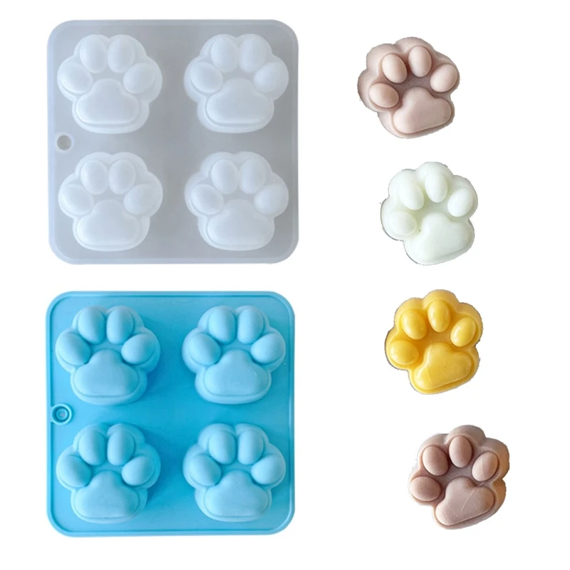 

R3MC Silicone Mold 4 Connect Paw Keychain Epoxy Resin Mold DIY Keychain Pendant Jewelry for Valentine Gift Craft