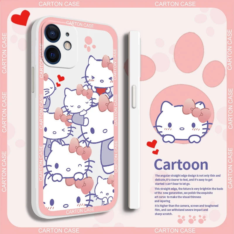 

Hello Kitty Cute CASE For IPhone 11 12 7 8P X XR XS XS MAX 11 12pro 13 pro max 13 promax 2022 Cartoon Cute Soft Shell Phone Case
