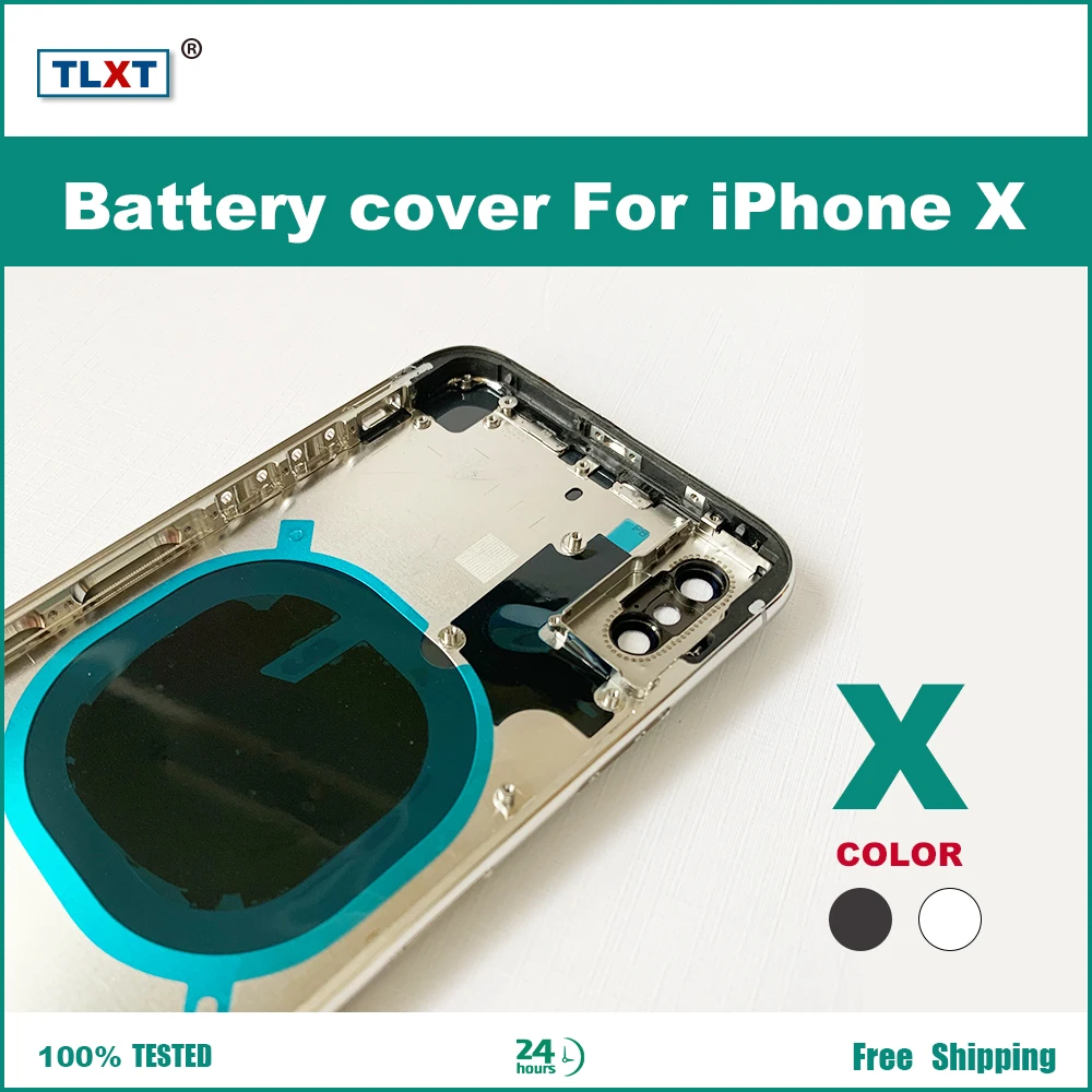 Задняя крышка батарейного отсека для iPhone X средняя рамка Шасси + боковые кнопки