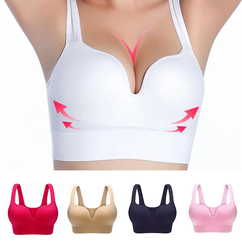 

Plus Size Bras For Women Underwear Bra Without Underwire Bones Seamless Push Up Bra Tops Bralette Brassiere Wireless Sports Vest