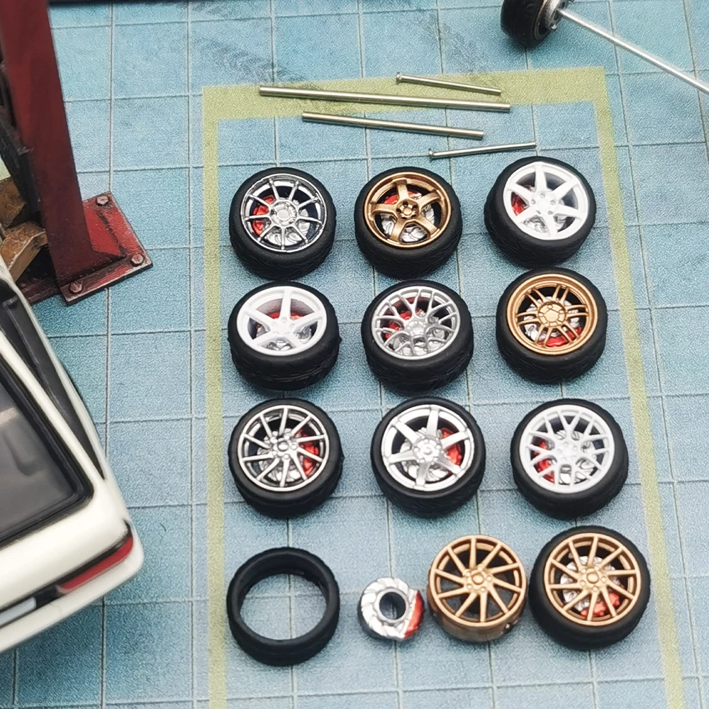 Kicarmod 1/64 модель автомобиля ABS колеса с резиновой шиной тормозной диск Запчасти