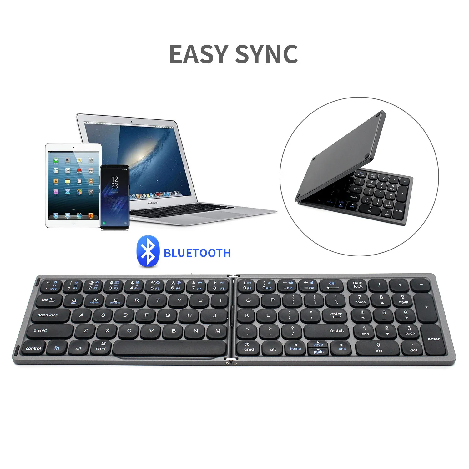 

Foldable Folding Wireless Bluetooth Keyboard with Numeric FK328 Mini Pocket Keypad for Windows Android IOS Tablet iPad Phone