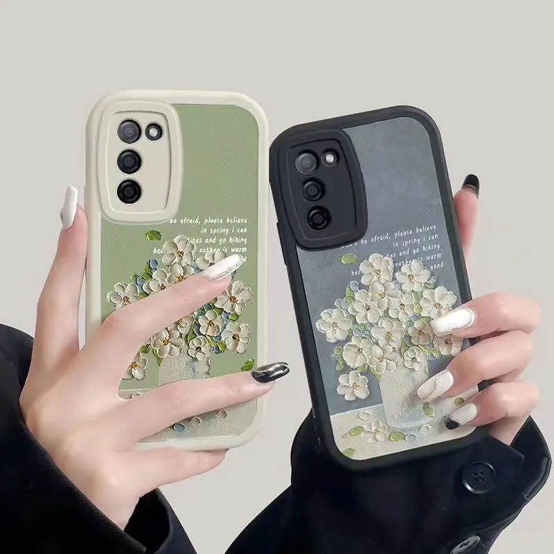 

Watercolor Painting Flower Case For Samsung Galaxy S23 S22 Ultra S21 Plus FE A14 A34 A54 A13 A33 A53 A32 A52 Leather Soft Cover