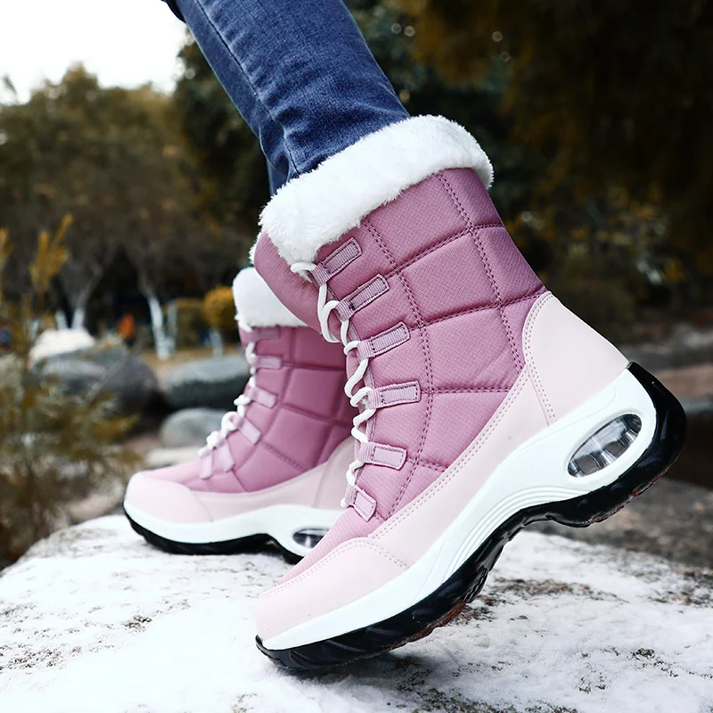 

New Winter Women Boots High Quality Warm Snow Boots Lace-up Comfortle Ankle Boots Outdoor Waterproof Hiking Boots Size 36-42