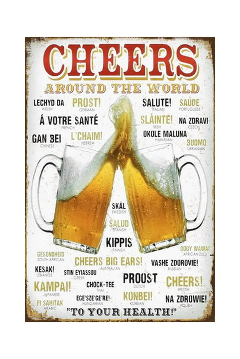 Металлическая винтажная табличка Xanovir Beer, настенный декор, «Cheers Around the World», для пабов, ресторанов, кафе, клубов, табличка для мужской комнаты (art.: 3920da0e41fa8) - 3920da0e41fa8