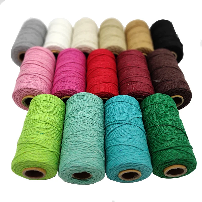 

2mm 100m Cuerda Macrame Cord String Twine Wedding Handmade DIY Cotton Tapestry Ropes Ribbon Christmas Trim Sewing Decoration