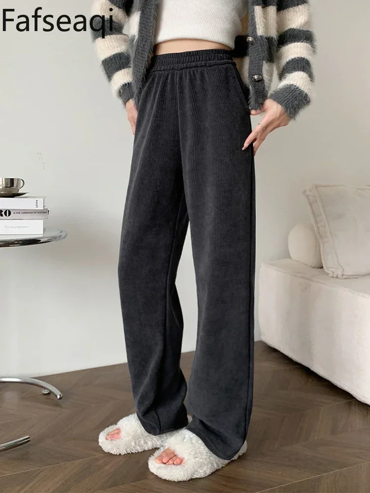 2024 зимние женские спортивные брюки с бархатной подкладкой Baisc Fleeve широкие